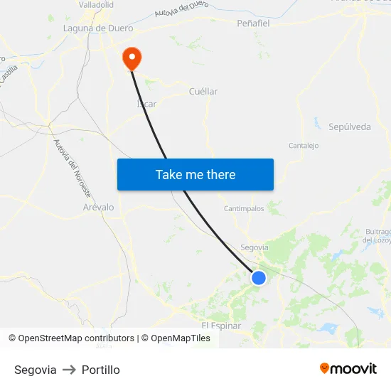 Segovia to Portillo map