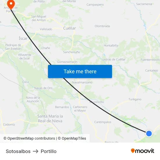 Sotosalbos to Portillo map