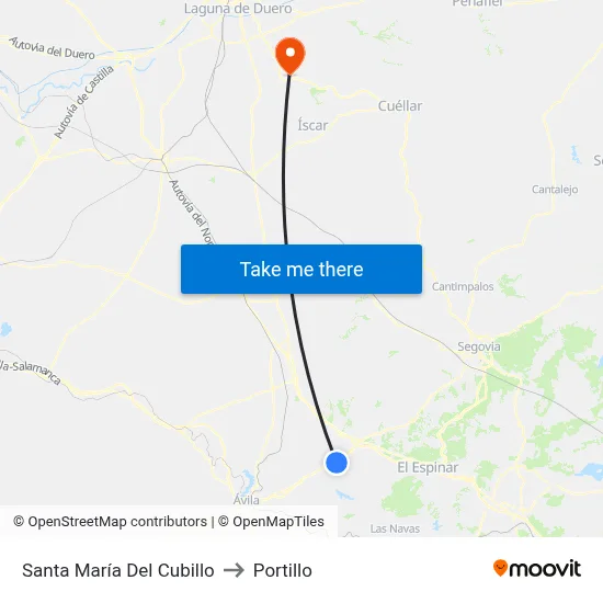 Santa María Del Cubillo to Portillo map