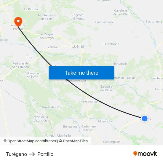 Turégano to Portillo map