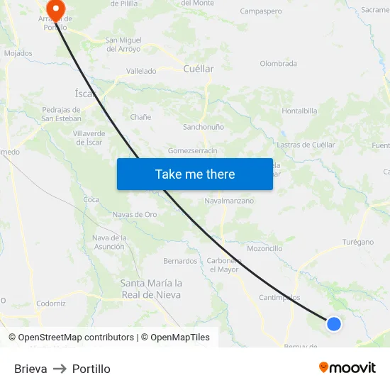Brieva to Portillo map