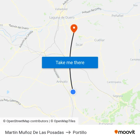 Martín Muñoz De Las Posadas to Portillo map