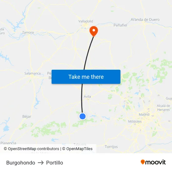 Burgohondo to Portillo map