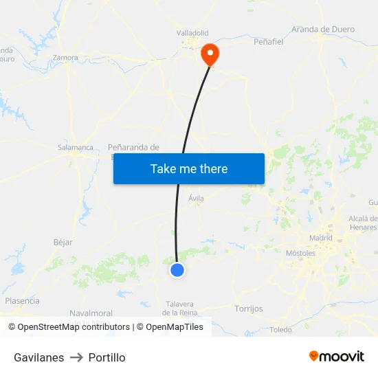 Gavilanes to Portillo map