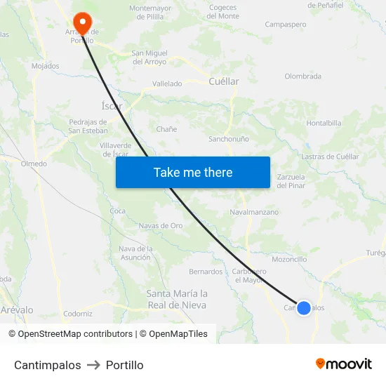 Cantimpalos to Portillo map