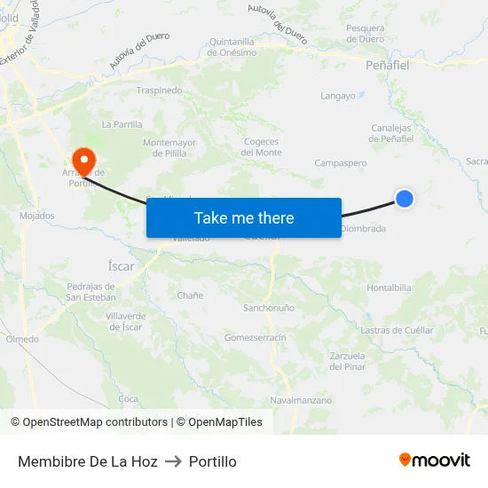 Membibre De La Hoz to Portillo map