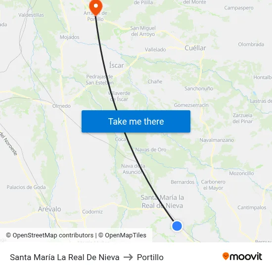 Santa María La Real De Nieva to Portillo map