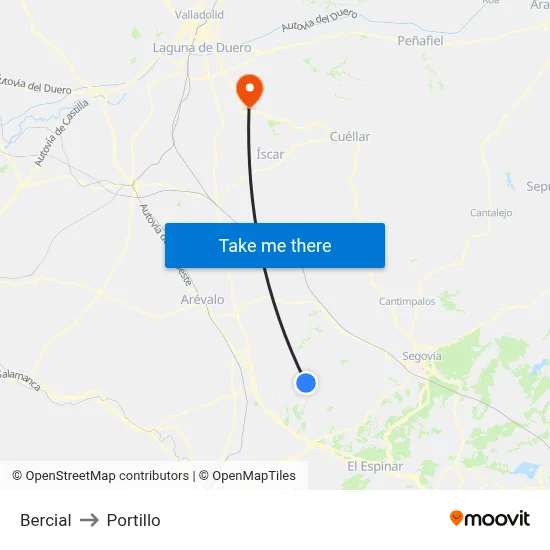 Bercial to Portillo map