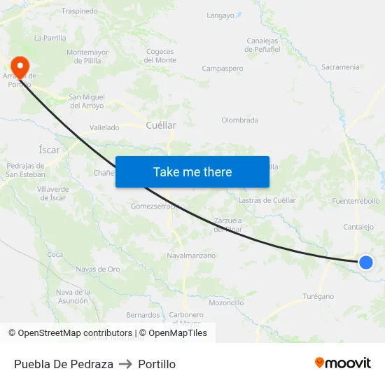 Puebla De Pedraza to Portillo map