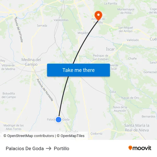 Palacios De Goda to Portillo map