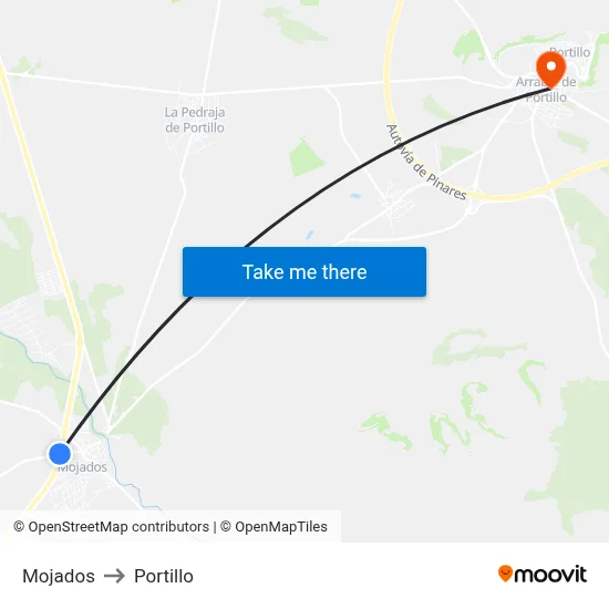 Mojados to Portillo map