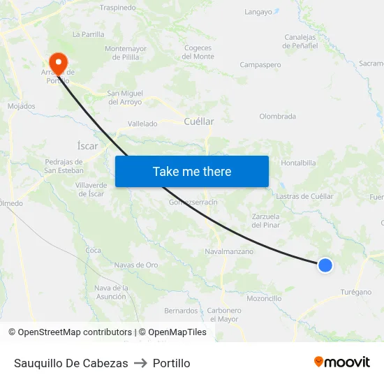 Sauquillo De Cabezas to Portillo map