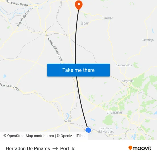 Herradón De Pinares to Portillo map