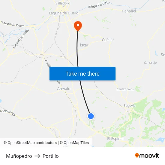 Muñopedro to Portillo map