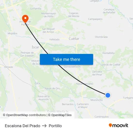 Escalona Del Prado to Portillo map