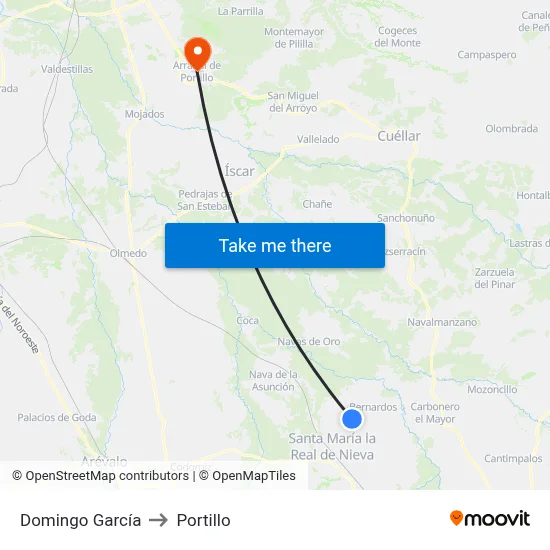 Domingo García to Portillo map