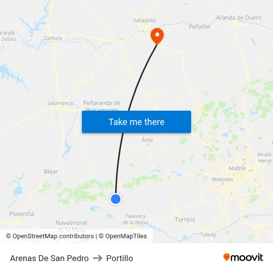 Arenas De San Pedro to Portillo map