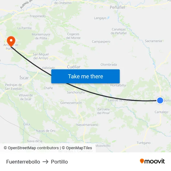 Fuenterrebollo to Portillo map