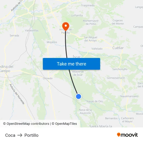 Coca to Portillo map