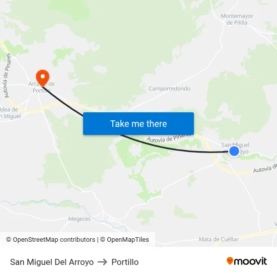 San Miguel Del Arroyo to Portillo map