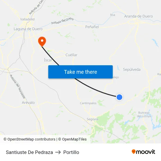 Santiuste De Pedraza to Portillo map