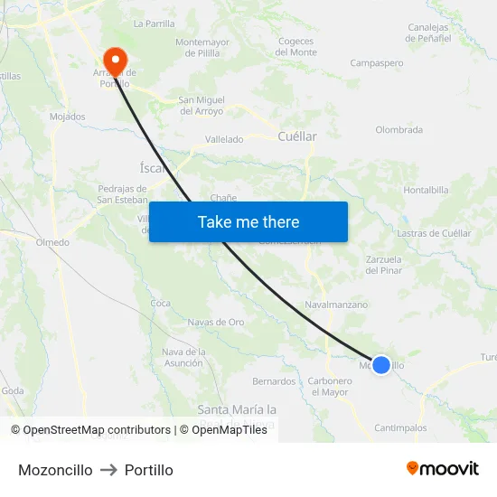 Mozoncillo to Portillo map
