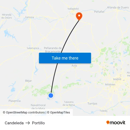 Candeleda to Portillo map