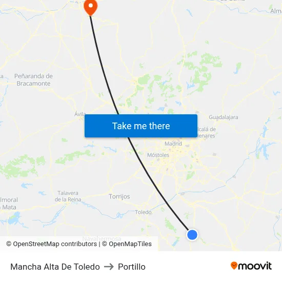 Mancha Alta De Toledo to Portillo map