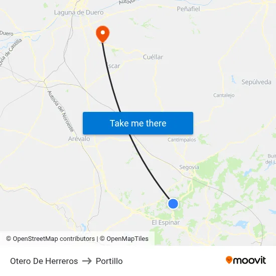 Otero De Herreros to Portillo map