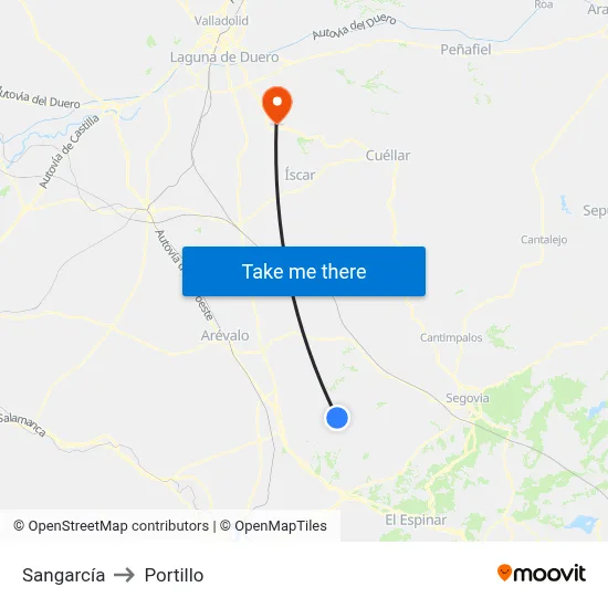 Sangarcía to Portillo map