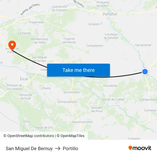 San Miguel De Bernuy to Portillo map