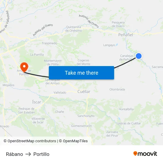Rábano to Portillo map
