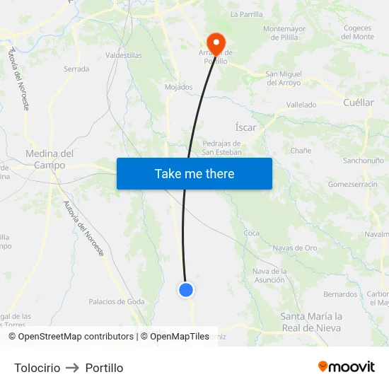 Tolocirio to Portillo map