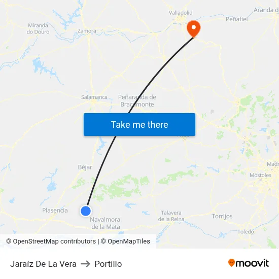 Jaraíz De La Vera to Portillo map