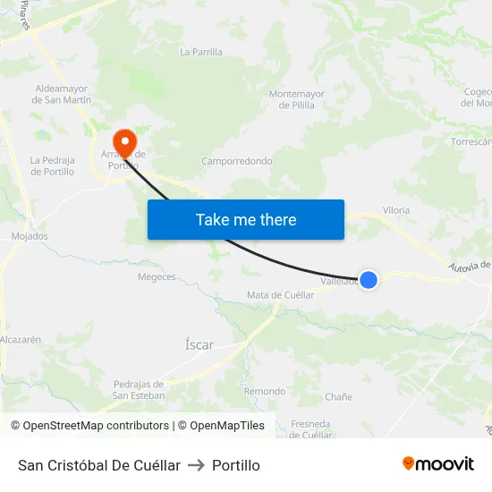 San Cristóbal De Cuéllar to Portillo map