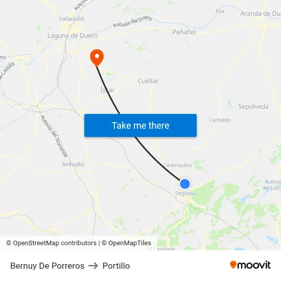 Bernuy De Porreros to Portillo map