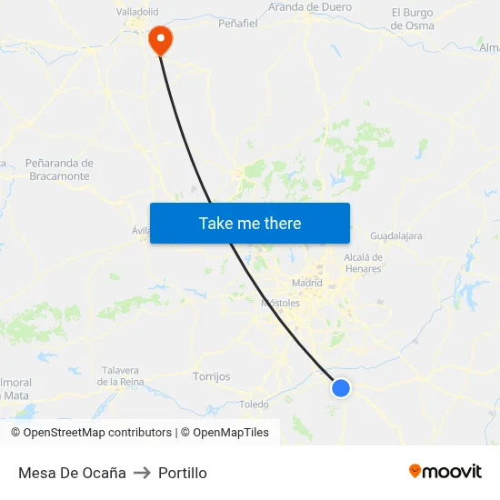 Mesa De Ocaña to Portillo map