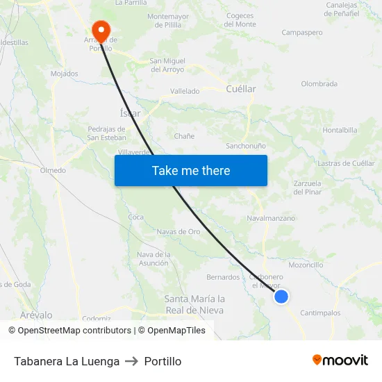 Tabanera La Luenga to Portillo map