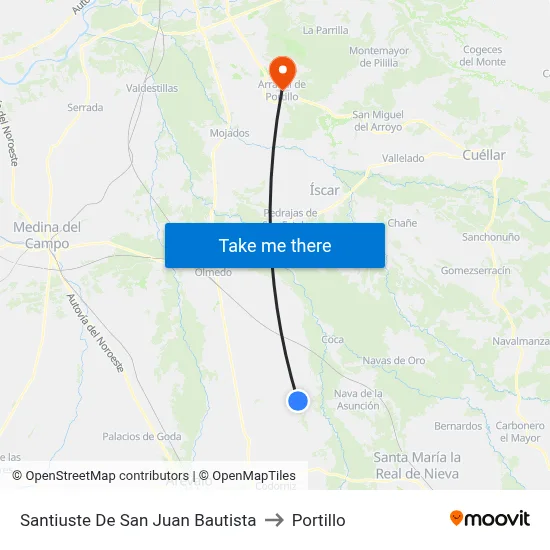 Santiuste De San Juan Bautista to Portillo map