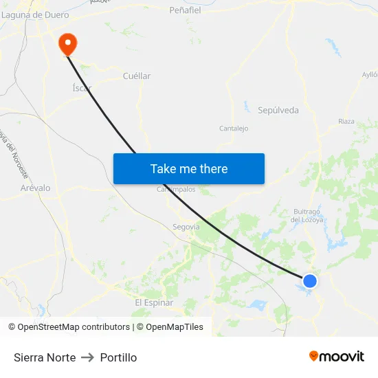 Sierra Norte to Portillo map