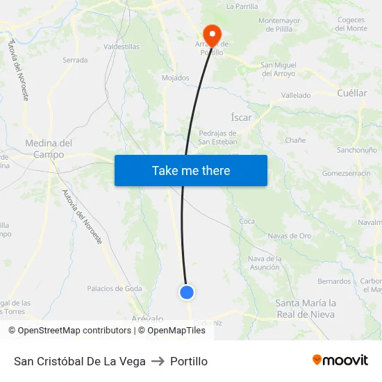 San Cristóbal De La Vega to Portillo map