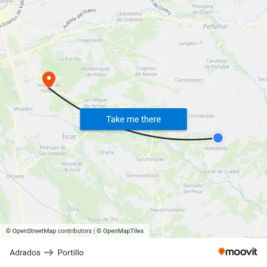 Adrados to Portillo map