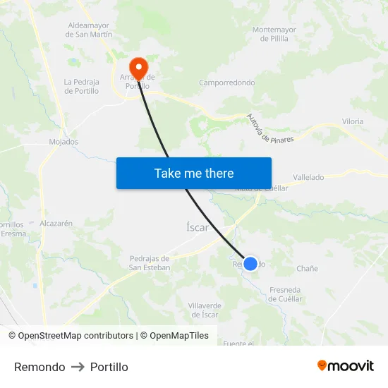 Remondo to Portillo map