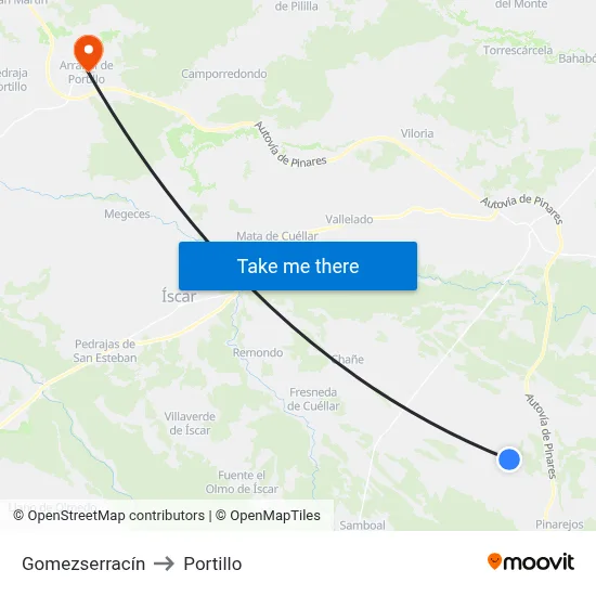 Gomezserracín to Portillo map