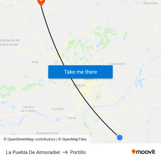 La Puebla De Almoradiel to Portillo map