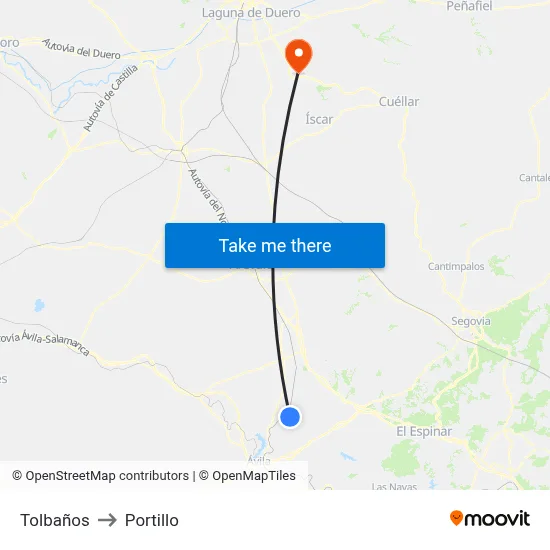 Tolbaños to Portillo map