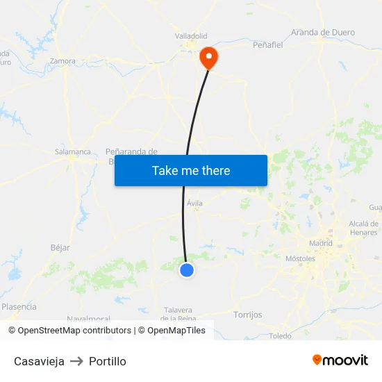Casavieja to Portillo map