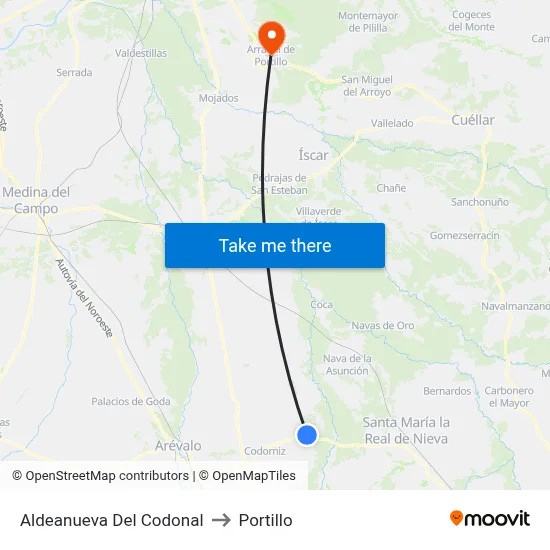 Aldeanueva Del Codonal to Portillo map