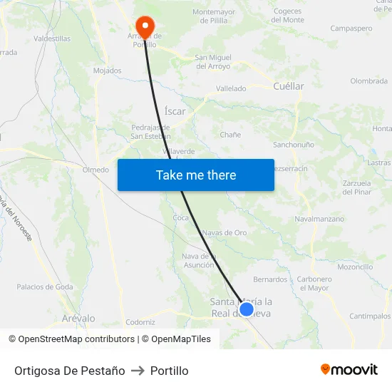 Ortigosa De Pestaño to Portillo map