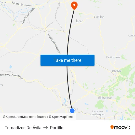 Tornadizos De Ávila to Portillo map